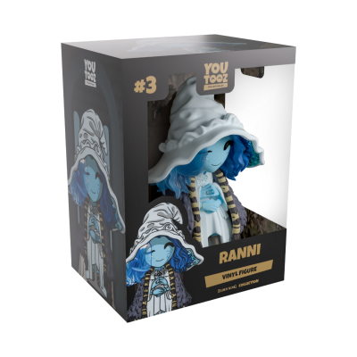 Figura de vinil Ranni da coleção Elden Ring na caixa Youtooz