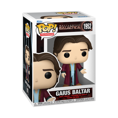 Figura Funko Pop Gaius Baltar da série Battlestar Galactica em embalagem