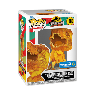 Boneco Funko Pop do Tyrannosaurus Rex de Jurassic Park em caixa