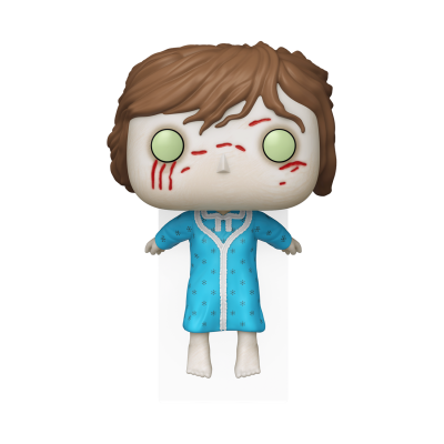 Boneco Funko Pop com roupão azul e marcas vermelhas no rosto