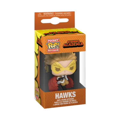 Figura chaveiro Hawks de vinil em caixa transparente da My Hero Academia