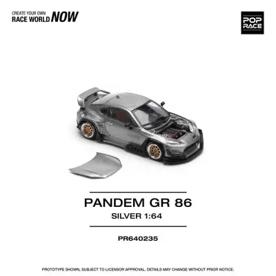 Miniatura de carro PANDEM GR 86 prata 1:64 com capô removível