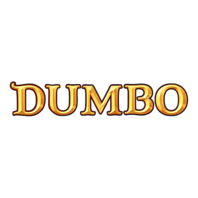 Palavra DUMBO em letras douradas estilizadas em fundo branco