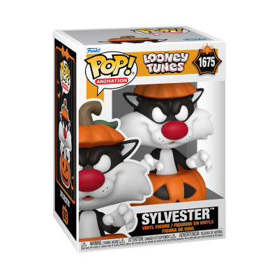 Figura de vinil Sylvester em traje de abóbora na embalagem Pop! Animation Looney Tunes
