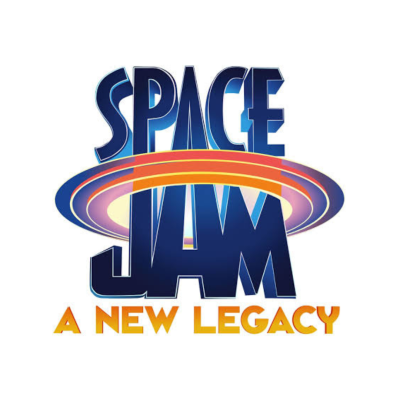 Logótipo do filme Space Jam A New Legacy em cores azul, laranja e roxo