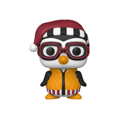 Figura colecionável de pinguim com chapéu de Natal e óculos vermelhos