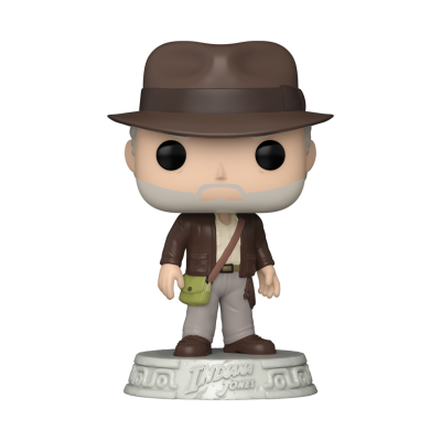 Figura Funko Pop de Indiana Jones com chapéu castanho e casaco de couro