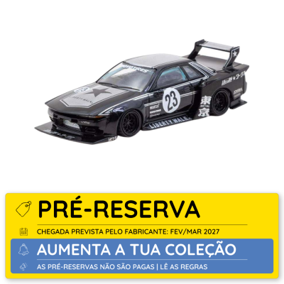 Miniatura de carro de corrida preto com número 23 e detalhes em branco