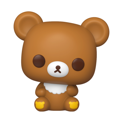 Figura colecionável de urso castanho com detalhes em branco e amarelo