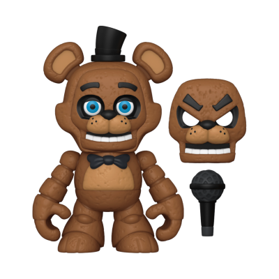 Figura Funko Pop Freddy Fazbear em castanho com acessórios em fundo branco