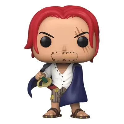 Figura Funko Pop de personagem com cabelo vermelho, capa azul e sandálias