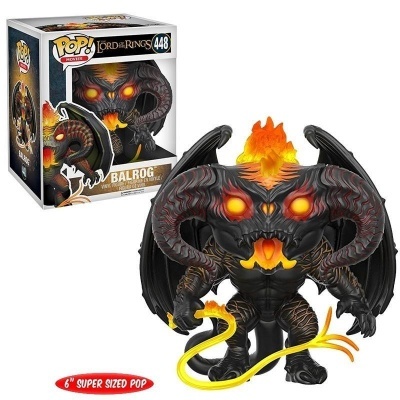Figura Funko Pop Balrog Senhor dos Anéis com chamas e caixa de embalagem