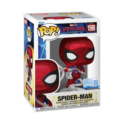 Figura Funko Pop Spider-Man vermelha e azul na caixa