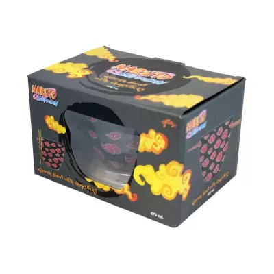 Caixa preta com chávena estampada de nuvens vermelhas Akatsuki Naruto