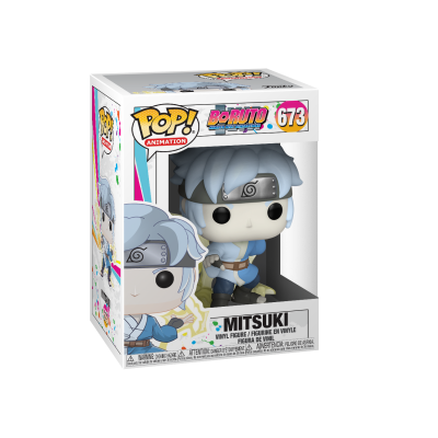 Boneco Funko Pop do personagem Mitsuki da série Boruto na caixa