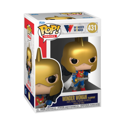 Figura Funko Pop! Mulher Maravilha com capacete dourado em caixa