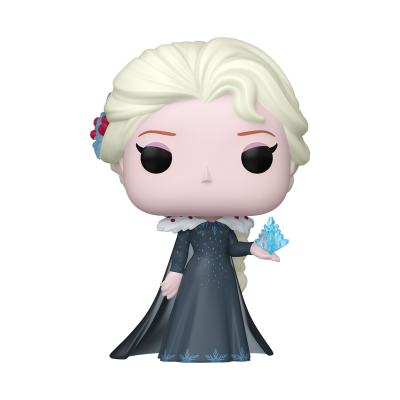 Boneca Funko Pop de Elsa de Frozen com vestido azul escuro e cabelo branco