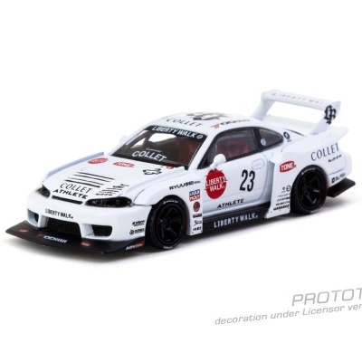 Miniatura de carro de corrida branco com número 23 e logos diversos