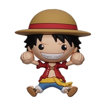 Figura colecionável de personagem de desenho animado com chapéu e roupa colorida