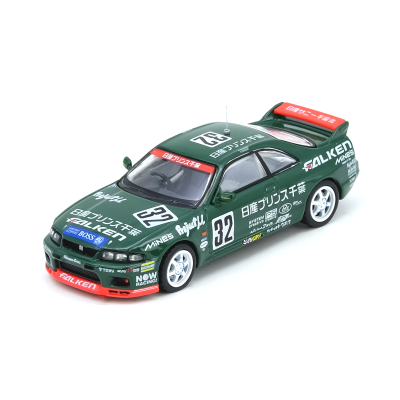Miniatura de carro de corrida verde com número 32 e várias inscrições