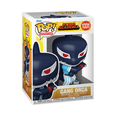 Figura Funko Pop! de Gang Orca de My Hero Academia em caixa amarela e branca