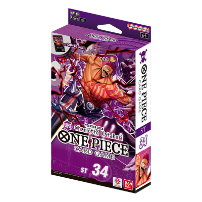 Embalagem do jogo de cartas One Piece com personagem Charlotte Katakuri e texto em inglês