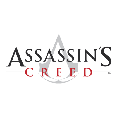 Logótipo do videojogo Assassins Creed com texto e símbolo