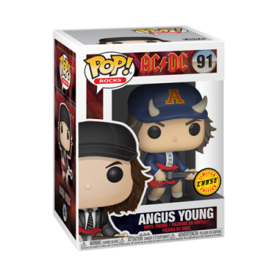 Figura de vinil FUNKO POP! de Angus Young com embalagem e autocolante de edição limitada