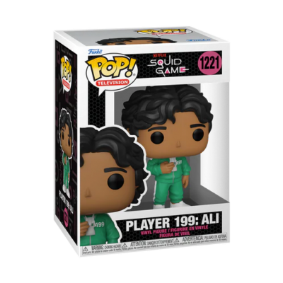 Figura Funko Pop! Player 199: Ali da Netflix Squid Game com fato verde na embalagem
