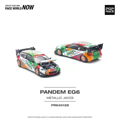 Dois carros de corrida em miniatura Pandem EG6 com pintura metálica colorida