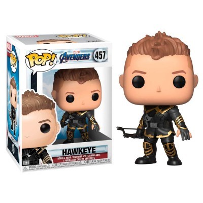 Figura Funko Pop Hawkeye Avengers com roupa preta e dourada e arco