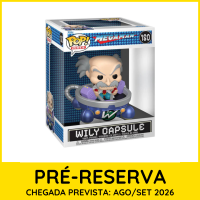 Figura Funko Pop! Rides MegaMan Wily Capsule nº 190 em caixa com padrão azul