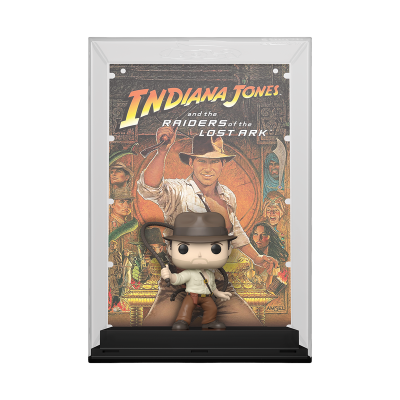 Figurina Funko Pop de Indiana Jones com embalagem e fundo do filme