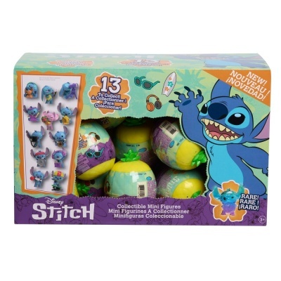 Caixa de brinquedos Disney Stitch com figuras colecionáveis em miniatura e ovos coloridos