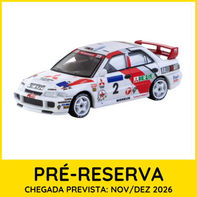 Miniatura de carro de corrida Mitsubishi branco e vermelho com número 2