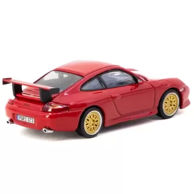 Miniatura de carro desportivo vermelho com rodas douradas e aerofólio