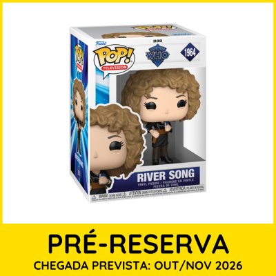 Figura POP! River Song Doctor Who em caixa branca e azul