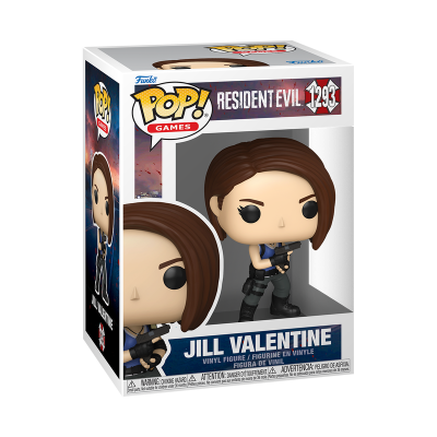 Figura Funko Pop Jill Valentine Resident Evil em caixa branca com janela