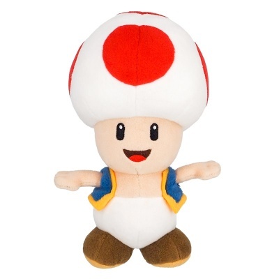 Pelúcia de personagem Toad com cogumelo vermelho e branco