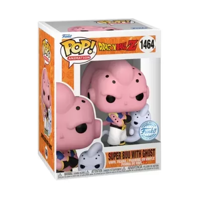 Boneco Funko Pop! Super Buu com Ghost da série Dragon Ball Z na embalagem