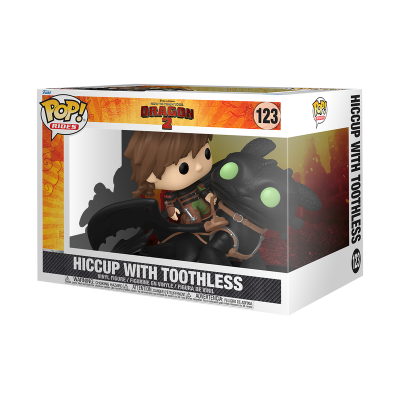 Funko Pop! Hiccup com Toothless em vinil, embalagem branca e laranja, nº 123
