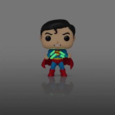 Figura Funko Pop do Super-Homem com capa vermelha e fato azul