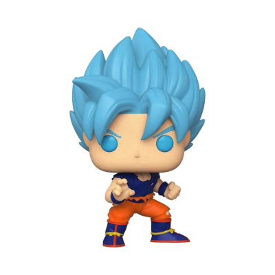 Figura Funko Pop com cabelo azul e roupa de artes marciais
