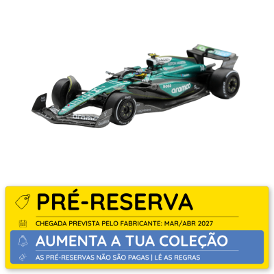 Miniatura de carro de fórmula 1 verde e preto com etiqueta de pré-reserva