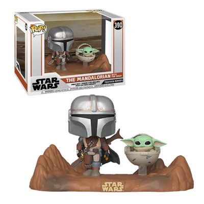 Funko Pop Star Wars The Mandalorian e The Child na base castanha