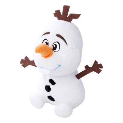 Peluche branco do boneco de neve Olaf com nariz laranja e braços castanhos