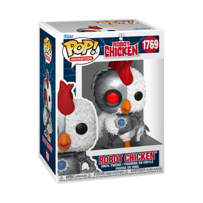 Figura Funko Pop! Robot Chicken nº 1769, galinha robótica em vinil, dentro da caixa