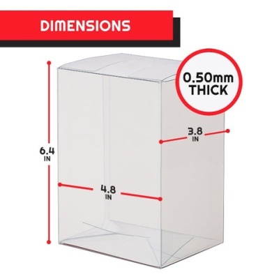 Caixa transparente retangular com dimensões e espessura indicadas