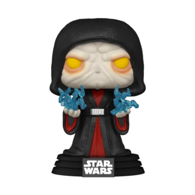 Figura Funko Pop personagem Star Wars com capuz preto e olhos amarelos