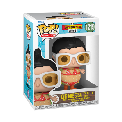 Figura Funko Pop de Gene do filme Bob's Burgers com óculos brancos e roupa de bolinhas